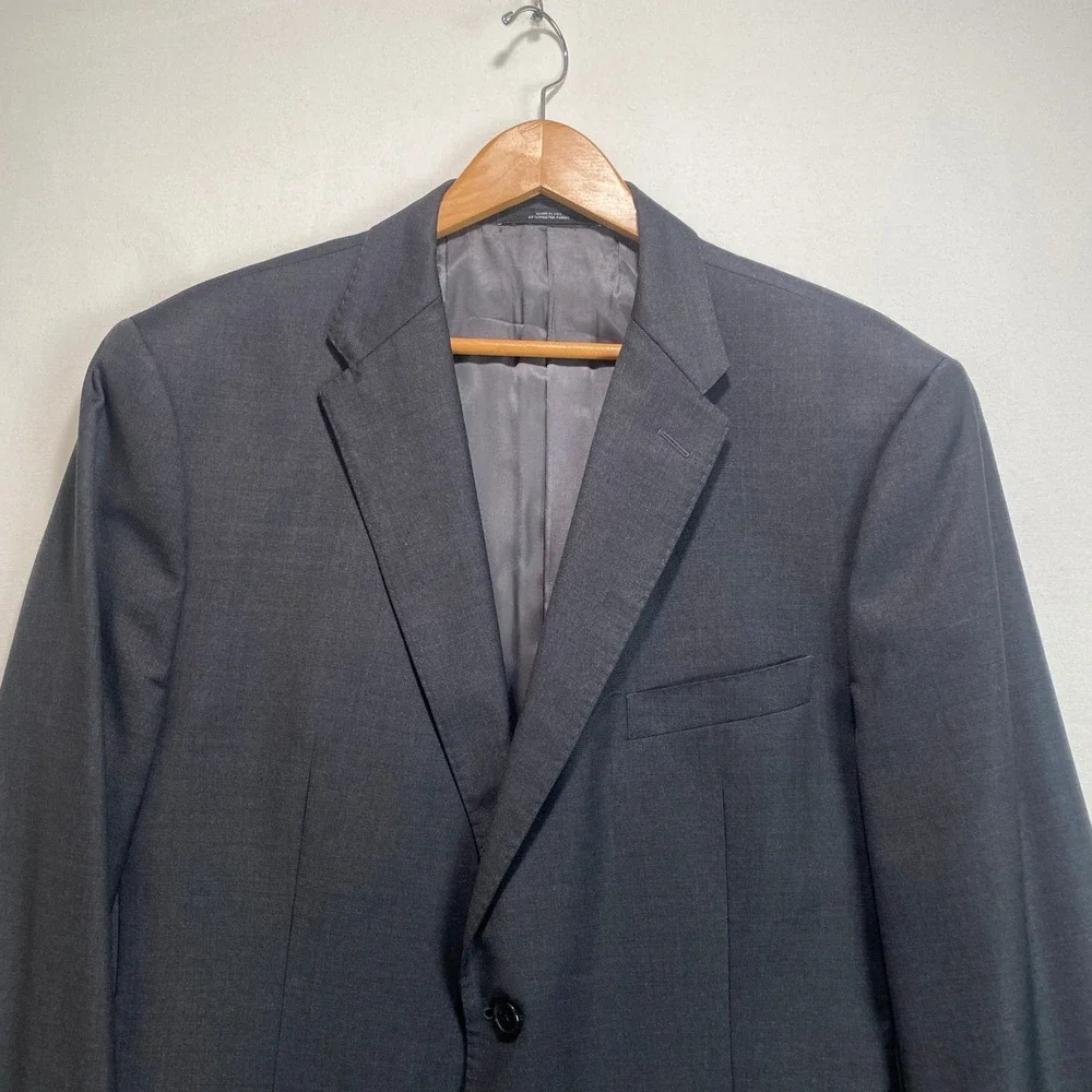 Saks Fifth Avenue Ermenegildo Zegna Wool Suit Jacket Charcoal Grey 44R W38 USA